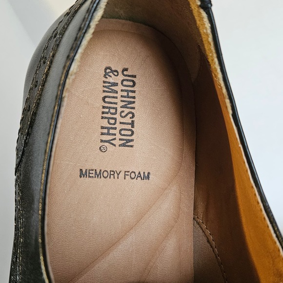 Men's Black Leather Johnston & Murphy‎ Lewis Cap Toe Lace Up Oxfords Size 10 M - Picture 5 of 10